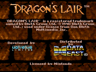 Dragon's Lair title screen for Super Nintendo